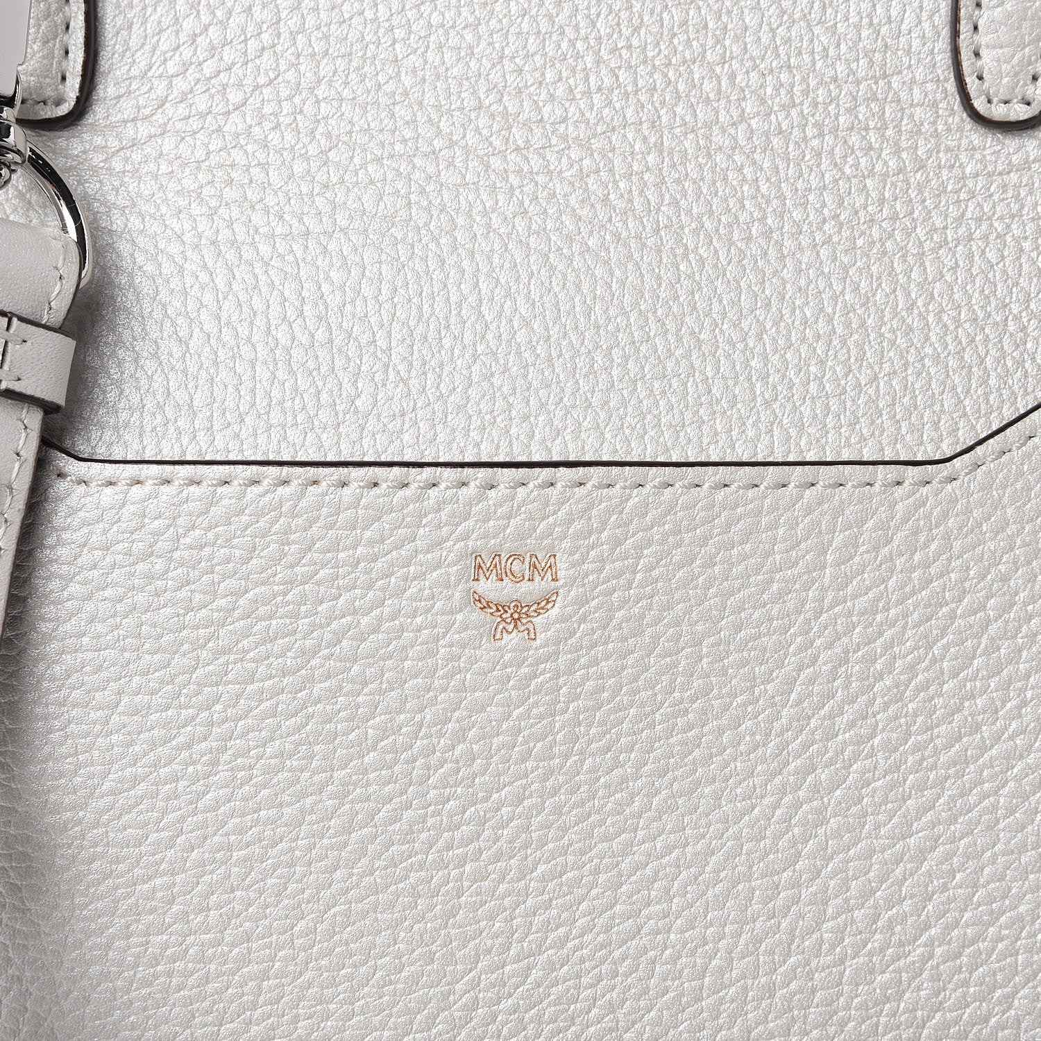 MCM Grained Calfskin Medium Milla Convertible Backpack White Flake 8 of 12