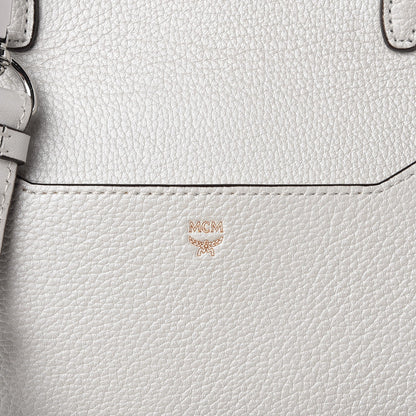 MCM Grained Calfskin Medium Milla Convertible Backpack White Flake 8 of 12