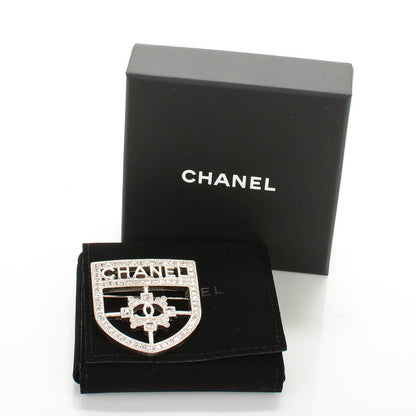 Chanel Swarovski Baguette Crystal CC Shield Brooch Silver 4 of 5