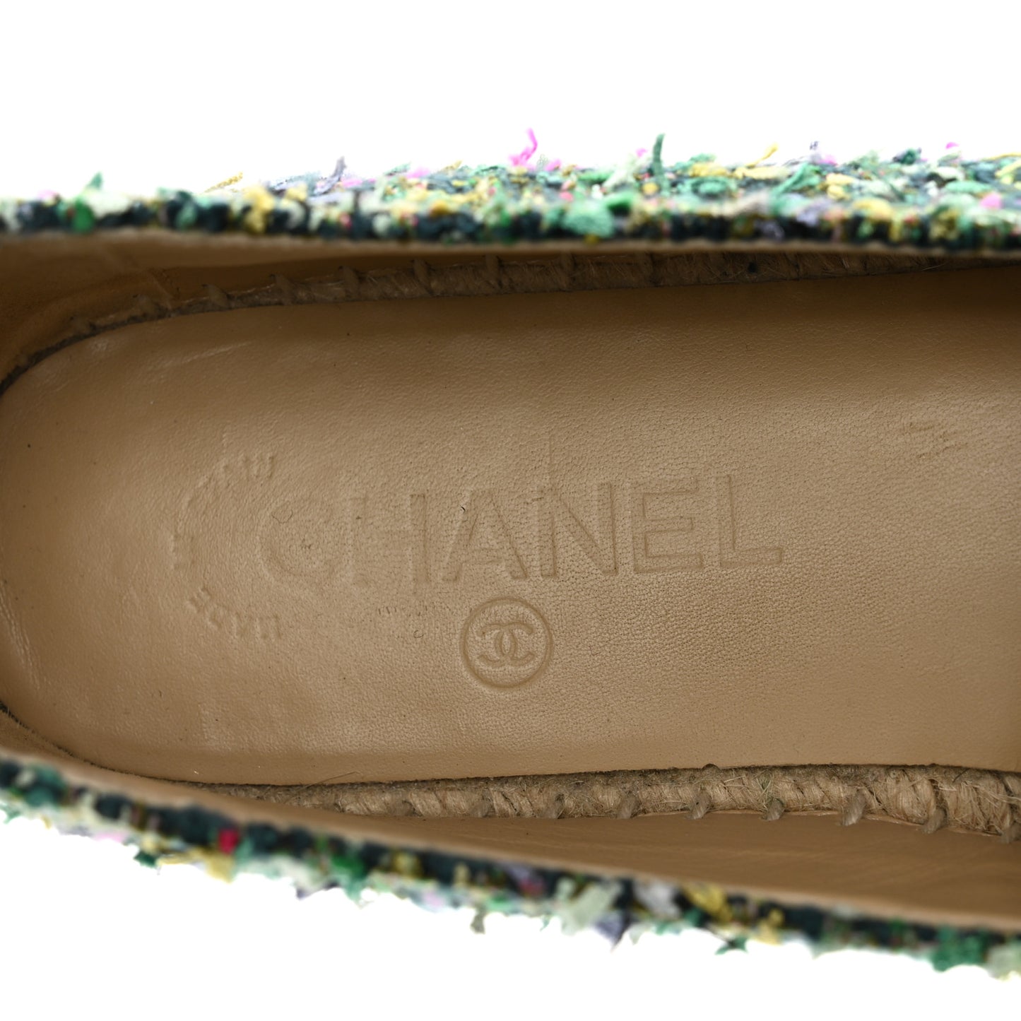 Tweed Grosgrain CC Espadrilles 40 Green Pink Yellow Black