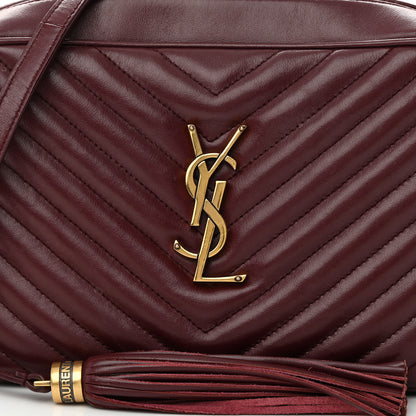 Saint Laurent Calfskin Matelasse Monogram Lou Camera Bag Dark Legion Red 8 of 22