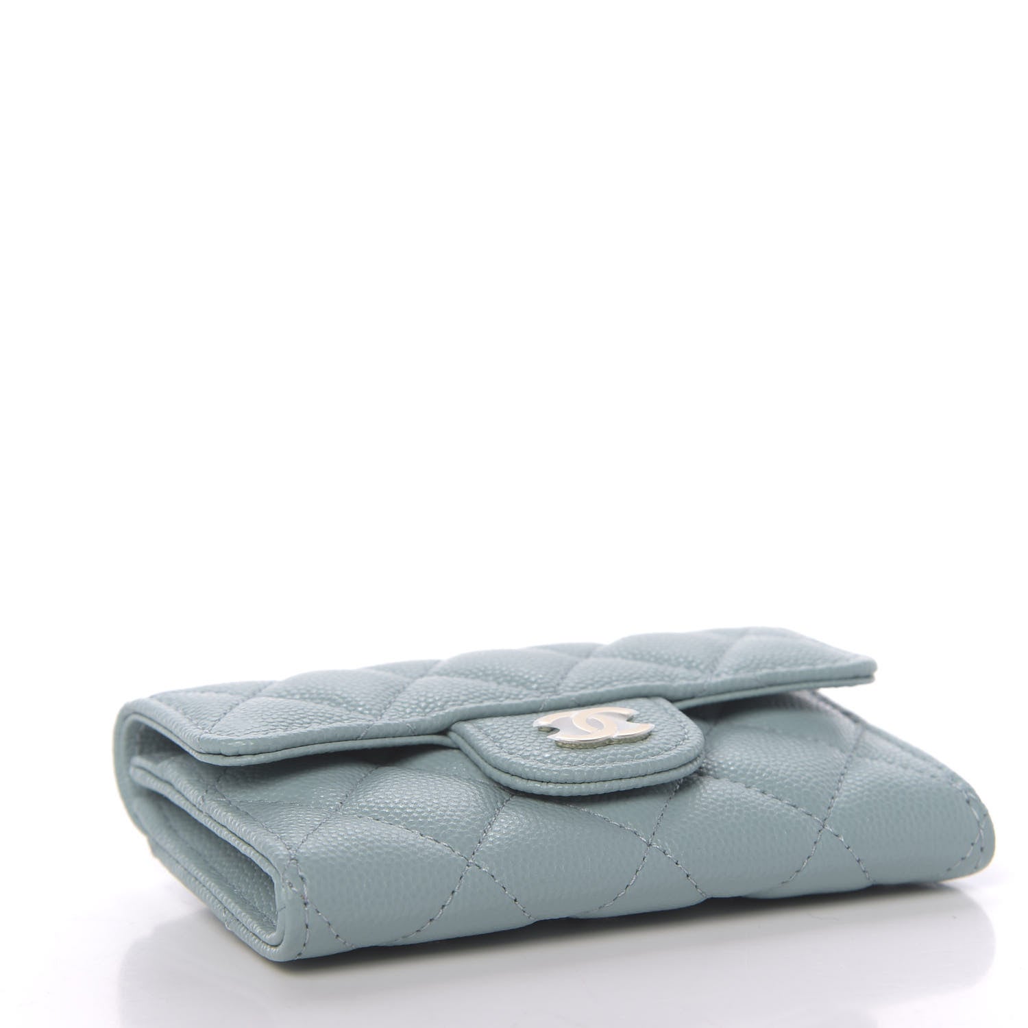 Chanel Caviar Quilted Flap Card Holder Wallet Light Blue 3 of 8