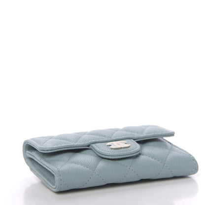 Chanel Caviar Quilted Flap Card Holder Wallet Light Blue 3 of 8