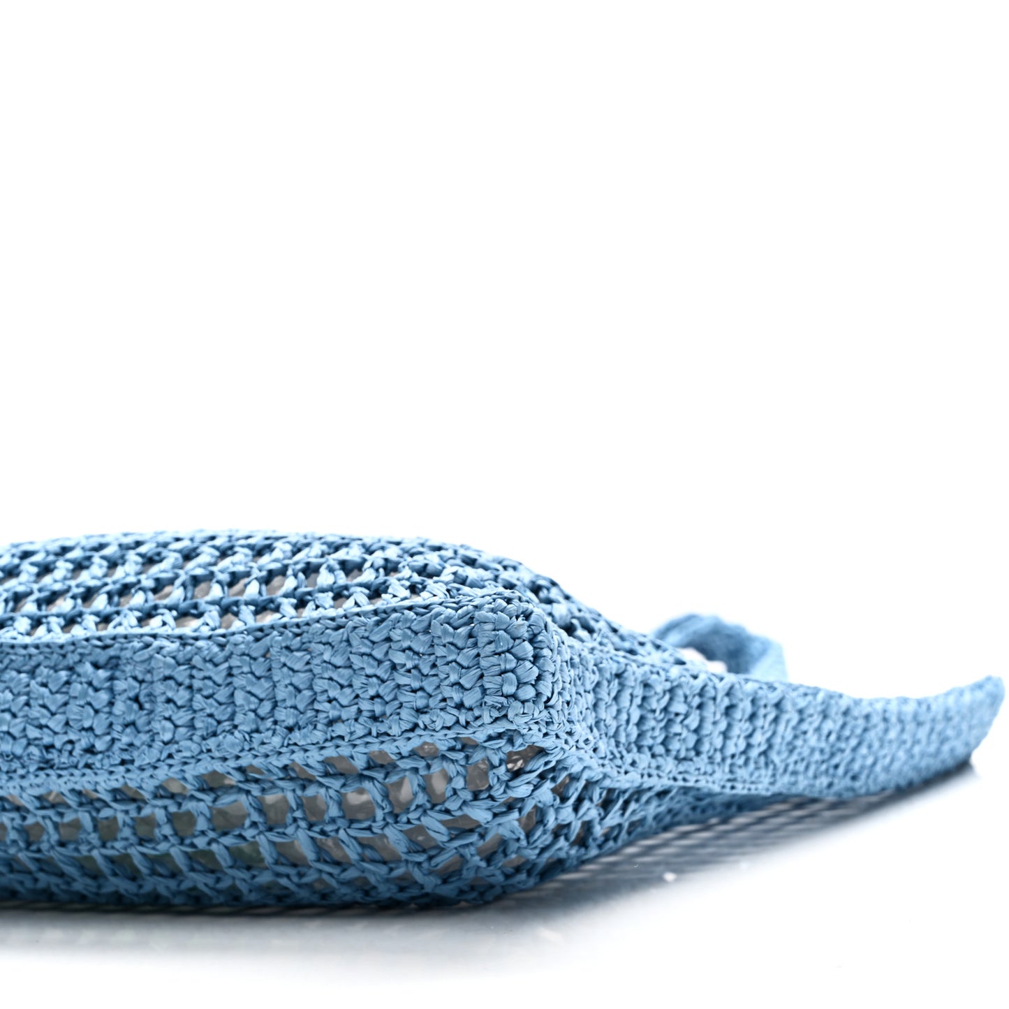 Yarn Raffia Effect Crochet Logo Embroidered Tote Bag Celeste