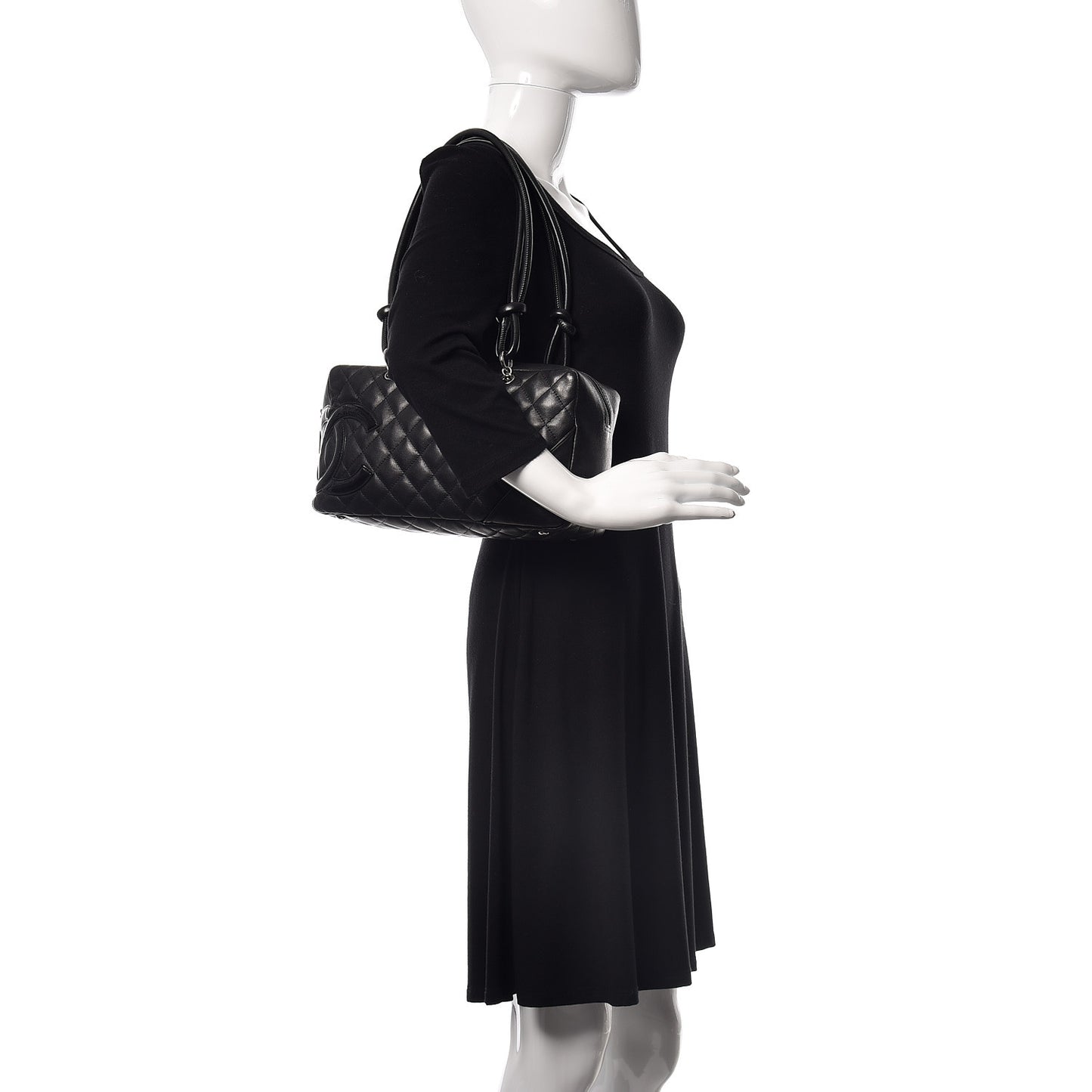 Calfskin Quilted Large Cambon Bowler Black