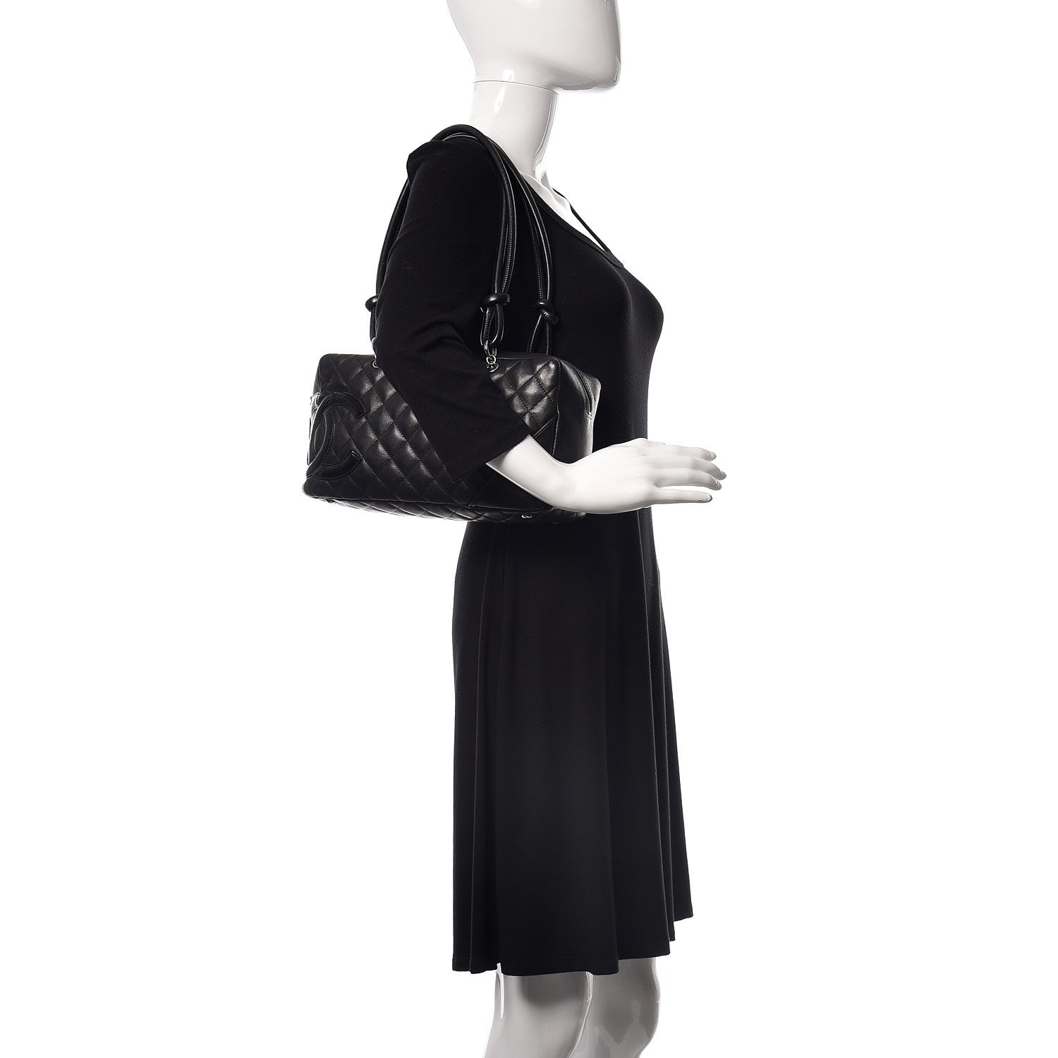 Chanel Calfskin Quilted Large Cambon Bowler Black 2 of 11