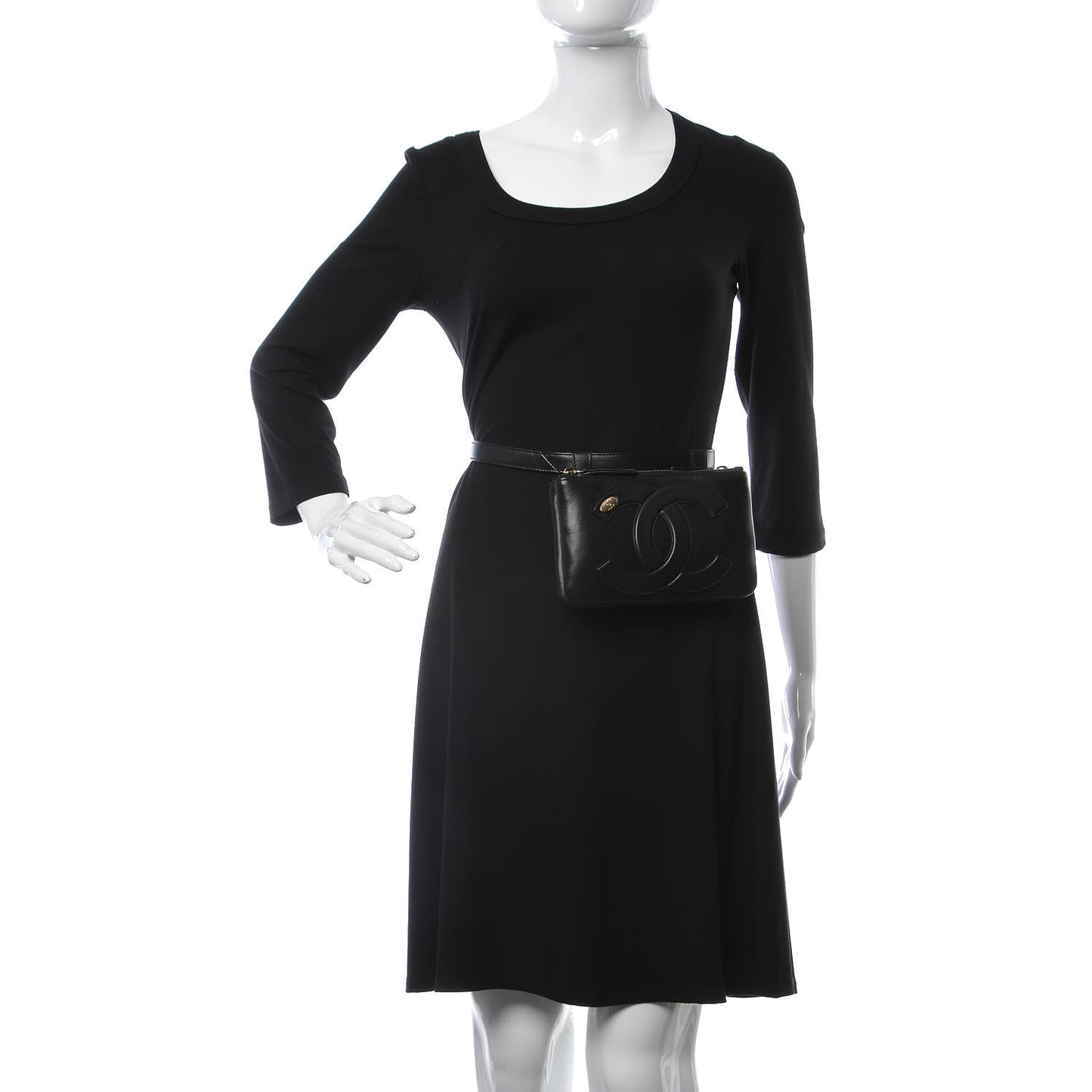Lambskin CC Mania Waist Belt Bag Black
