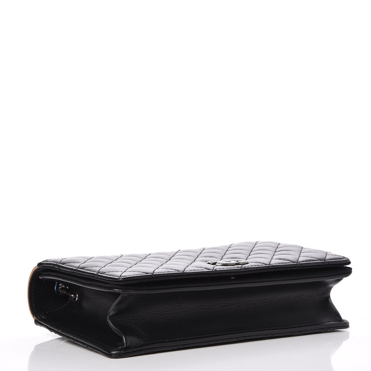 Calfskin Quilted Small Ballerine Flap Black Beige