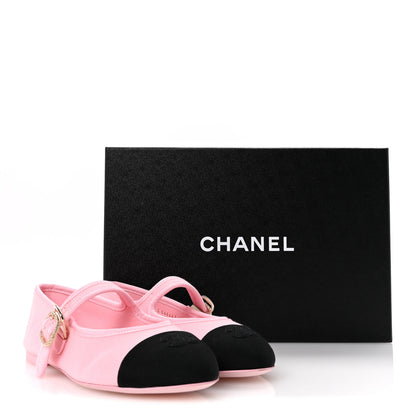 Chanel Fabric Grosgrain Mary Jane Flats 35 Light Pink Black 10 of 10