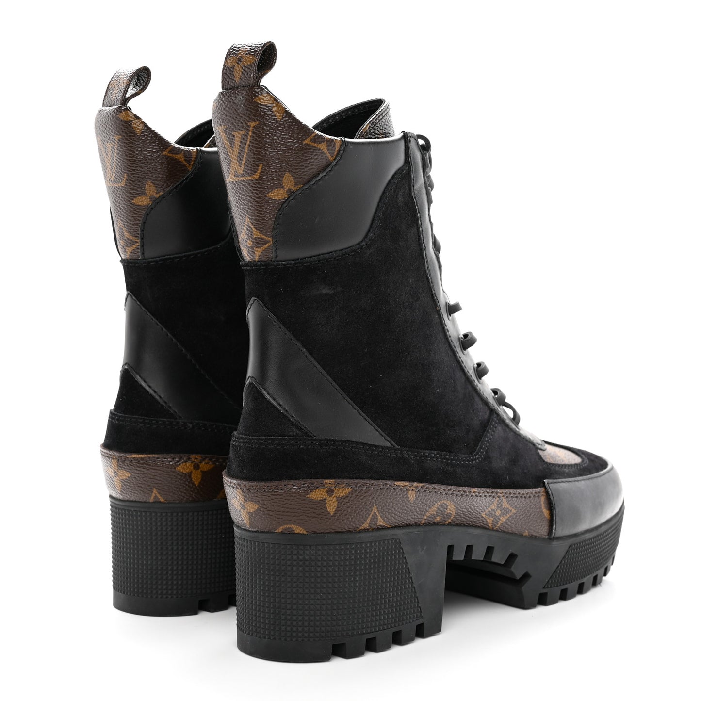 Suede Calfskin Monogram Laureate Platform Desert Boots 41 Black