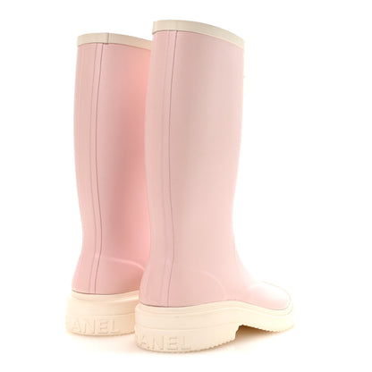 Chanel Caoutchouk CC High Boots 39 Light Pink White 5 of 9