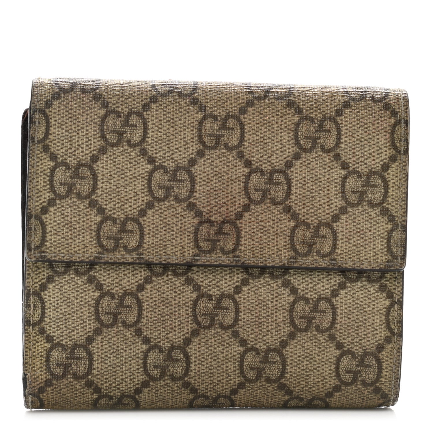 Gucci GG Plus Monogram Ladies GG French Flap Wallet Beige Ebony Cocoa 1 of 11