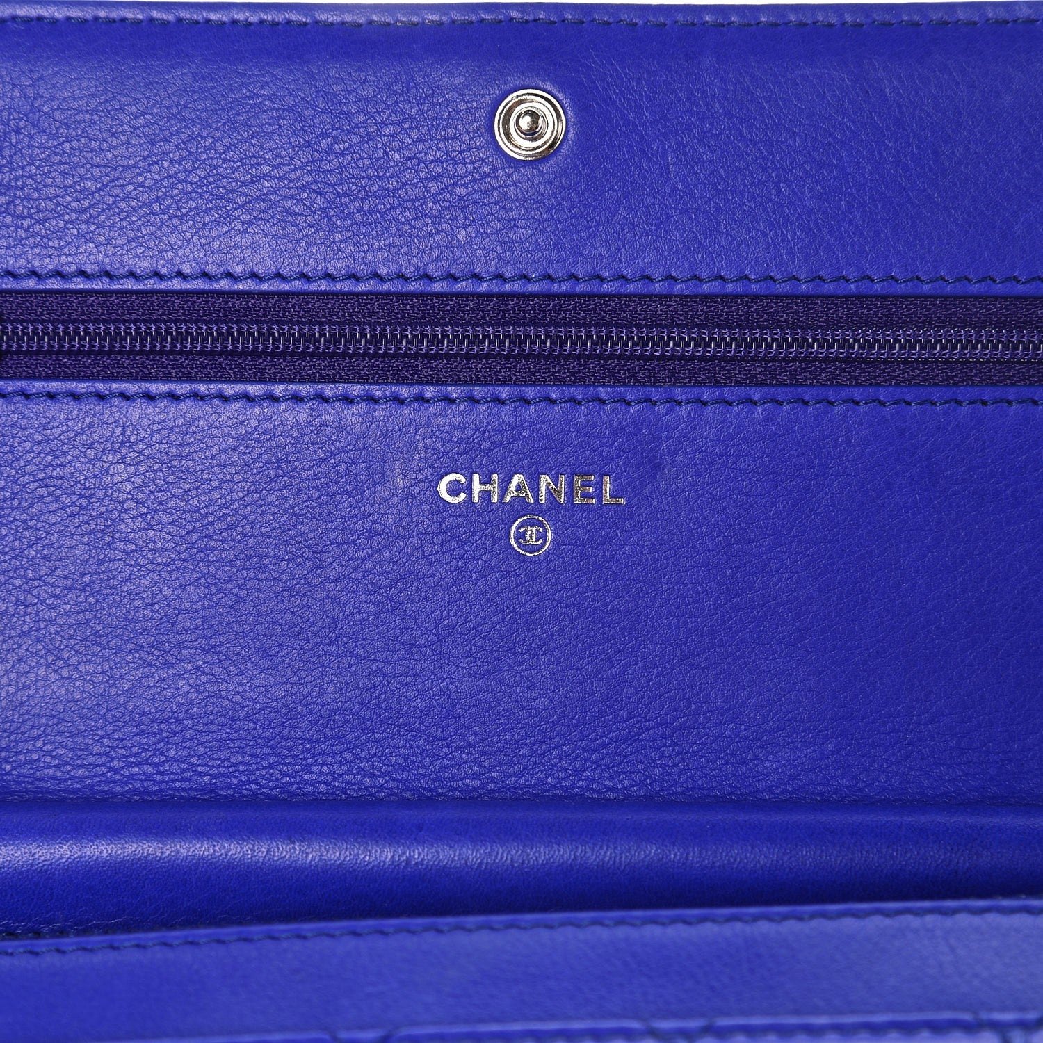 Chanel Calfskin Quilted Fancy CC Wallet On Chain WOC Blue 6 of 10