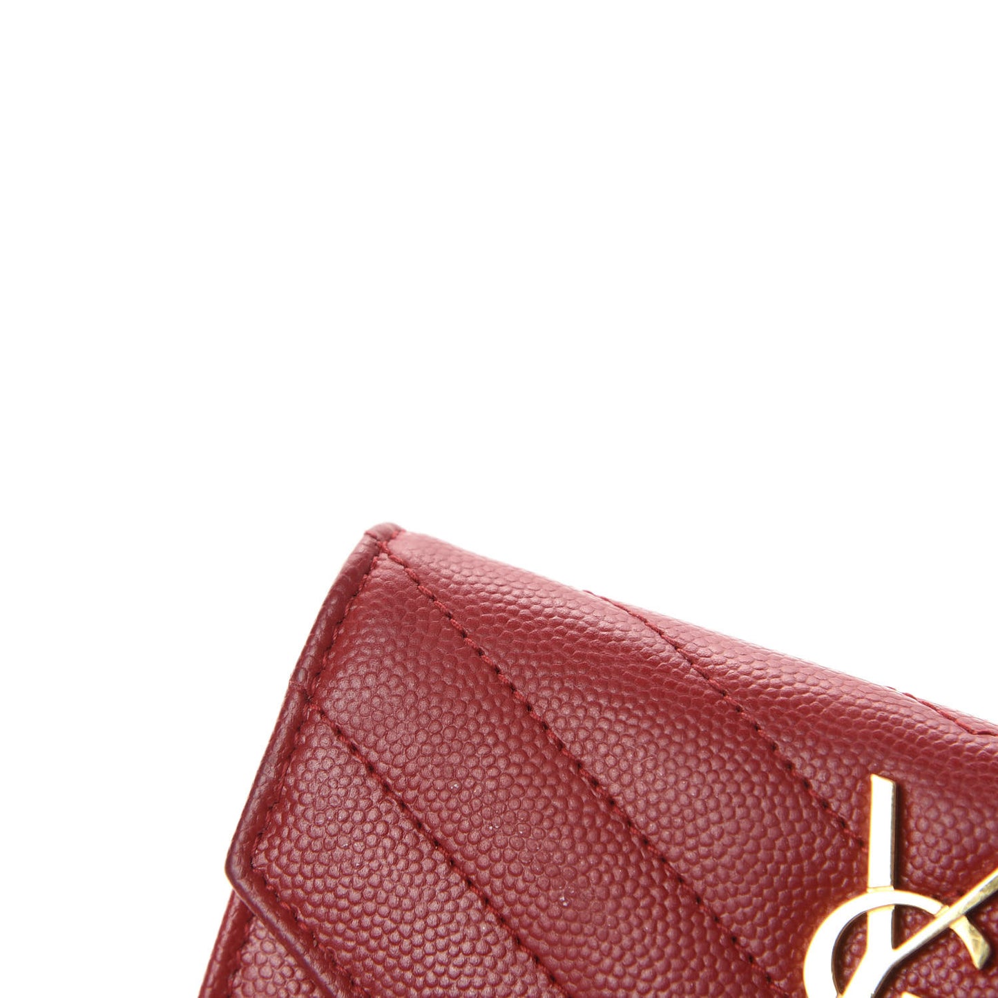Grain De Poudre Matelasse Chevron Small Monogram Envelope Wallet New Red