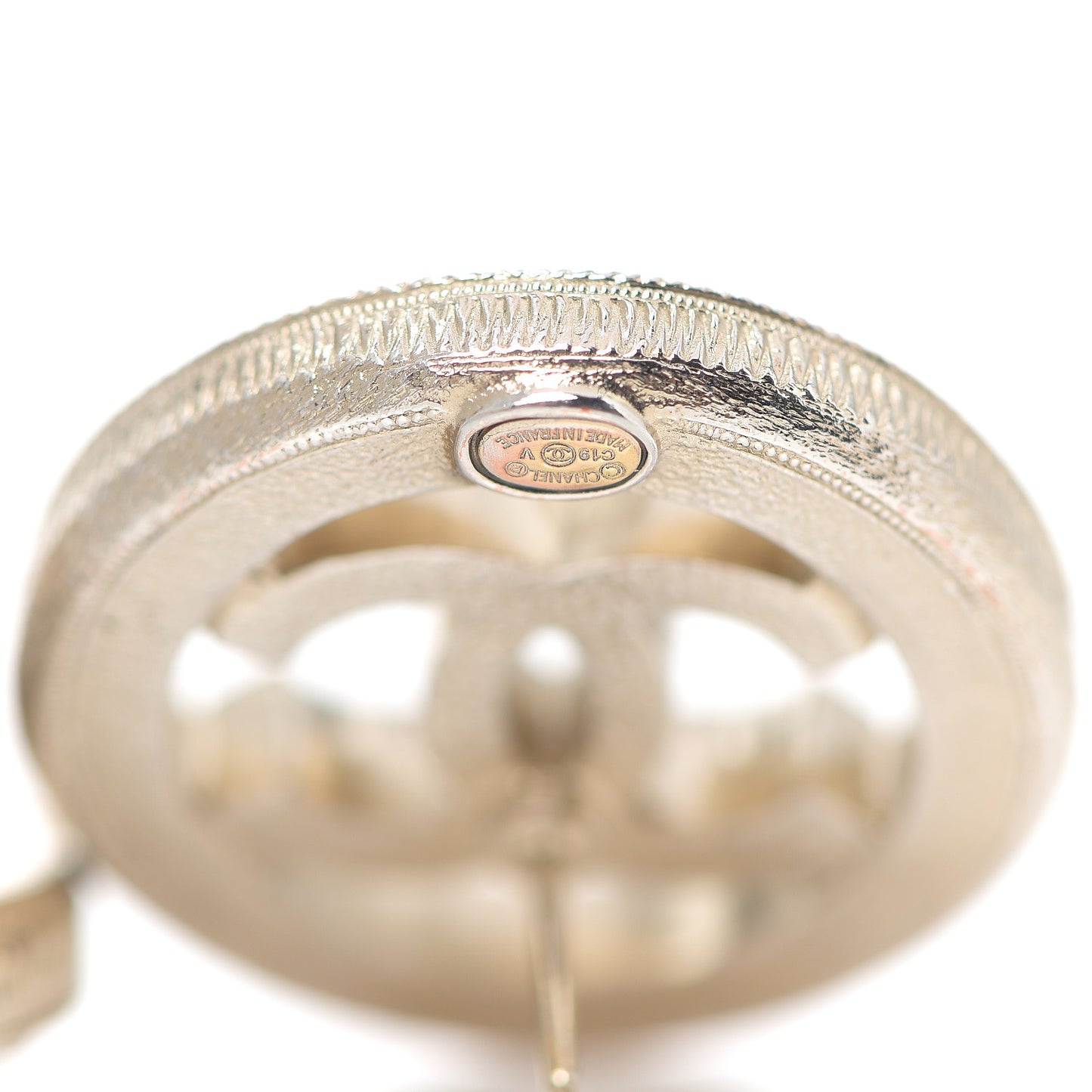 Pearl CC Round Earrings Gold