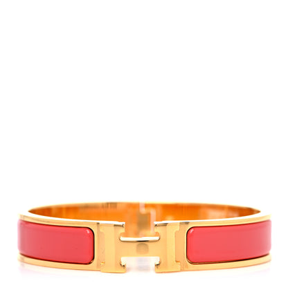 Hermes Enamel Narrow Clic Clac H Bracelet GM Rouge Corail 1 of 6