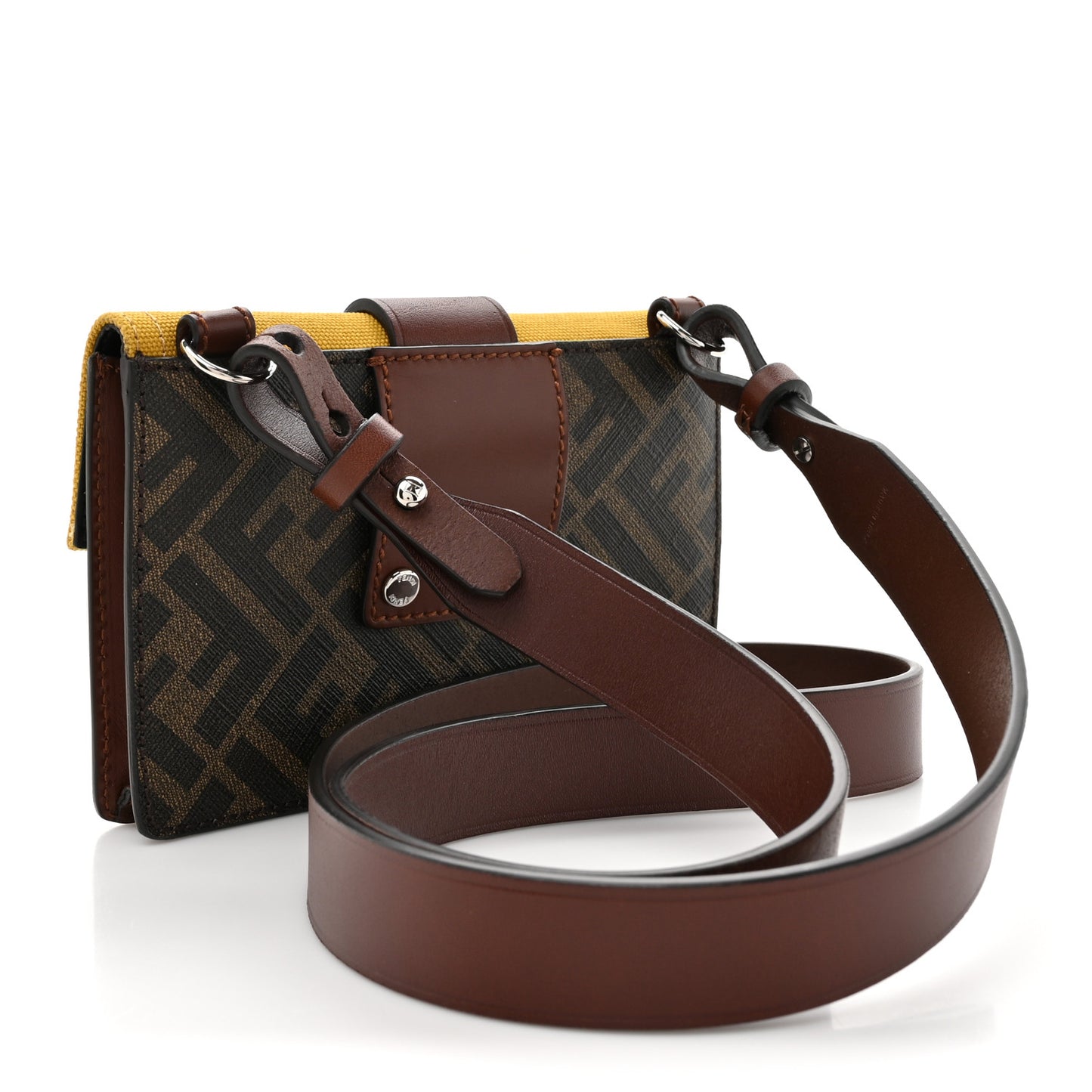 Glazed Fabric Cotton Vitello King Aura FF 1974 Baguette Belt Pouch Tobacco Moro Mimosa Gianda
