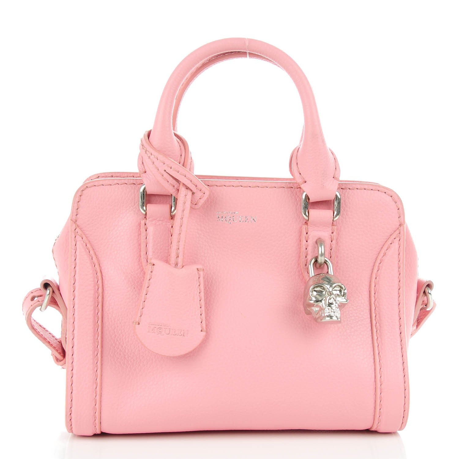 Alexander McQueen Pebbled Calfskin Mini Padlock Geisha Pink 1 of 7