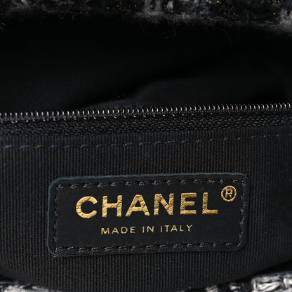 Chanel Wool Tweed Quilted Elegant Chain Flap Black Grey 6 of 9