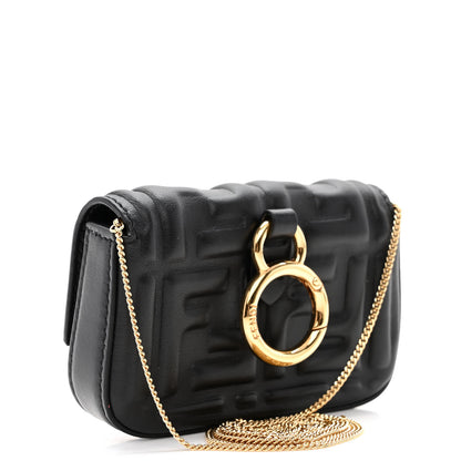 Fendi Nappa Matisse FF Embossed Nano Baguette Charm Black 3 of 9