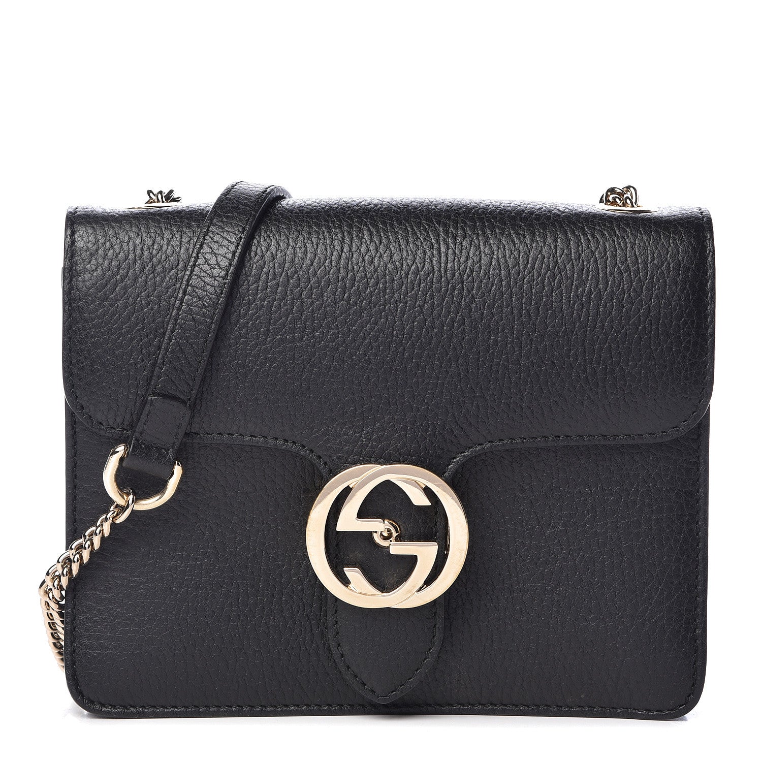 Gucci Dollar Calfskin Small Interlocking G Shoulder Bag Black 1 of 10