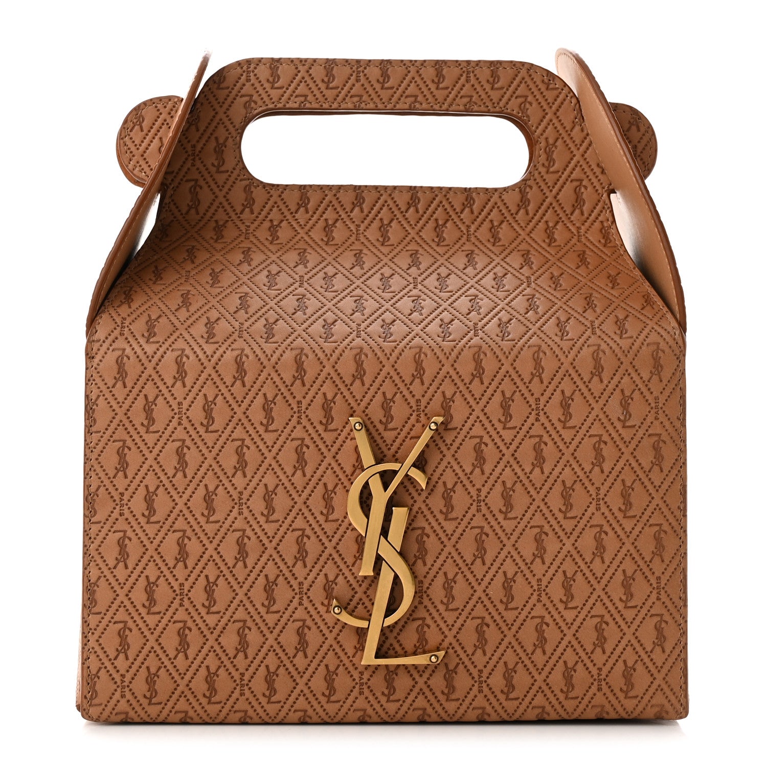 Saint Laurent Calfskin Monogram Take Away Box Dusty Vintage Brown Gold 1 of 10