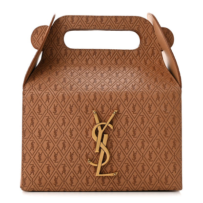 Saint Laurent Calfskin Monogram Take Away Box Dusty Vintage Brown Gold 1 of 10
