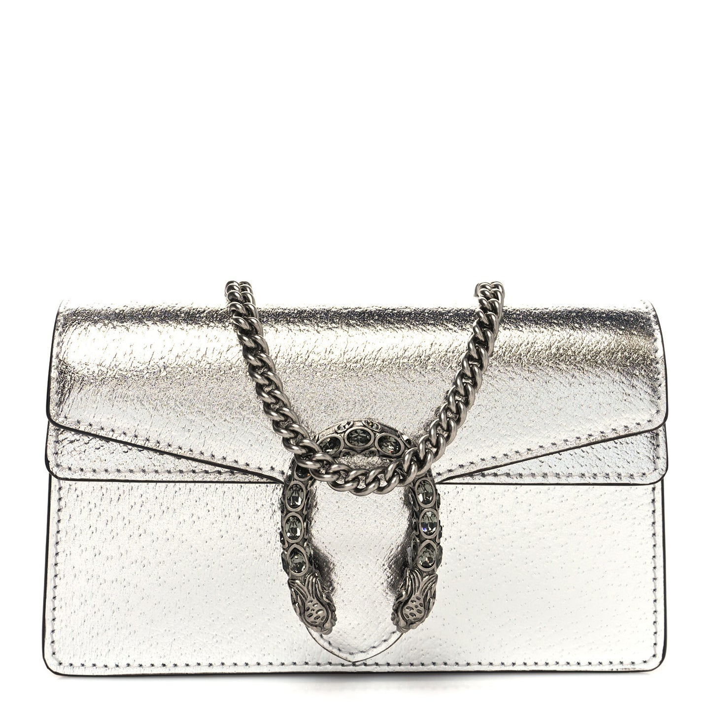 Metallic Calfskin Super Mini Dionysus Shoulder Bag Silver