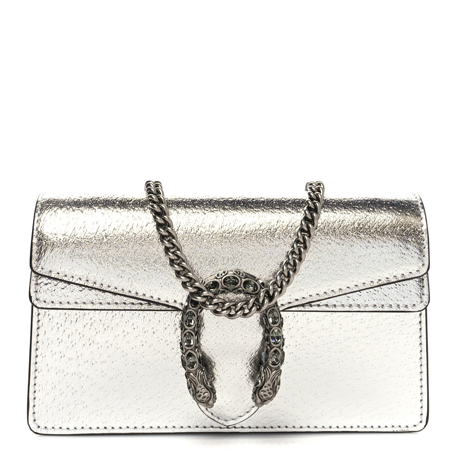Gucci Metallic Calfskin Super Mini Dionysus Shoulder Bag Silver 1 of 11