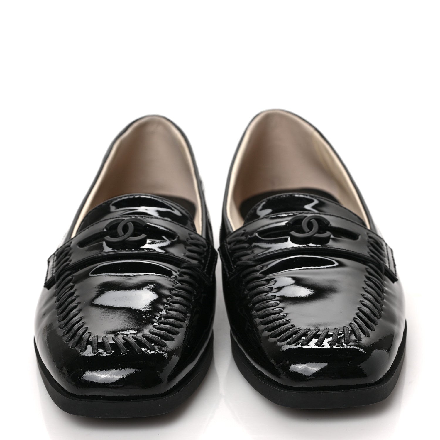 Chanel Patent CC Mocassin Loafers 38 Black 2 of 9