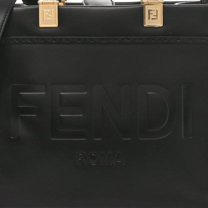 Fendi Vitello King Plexiglass Logo Embossed Small Fendi Sunshine Shopper Tote Black 8 of 10
