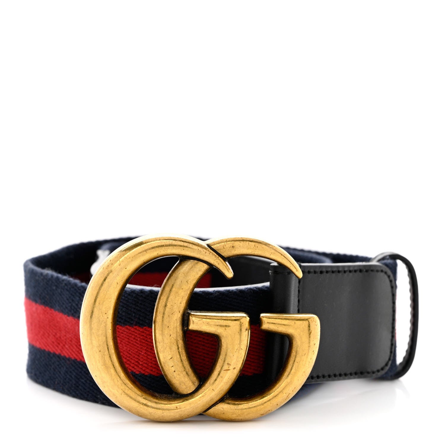 Gucci Nylon Calfskin Double G Web 40mm Belt 80 32 Blue Red Black 1 of 3