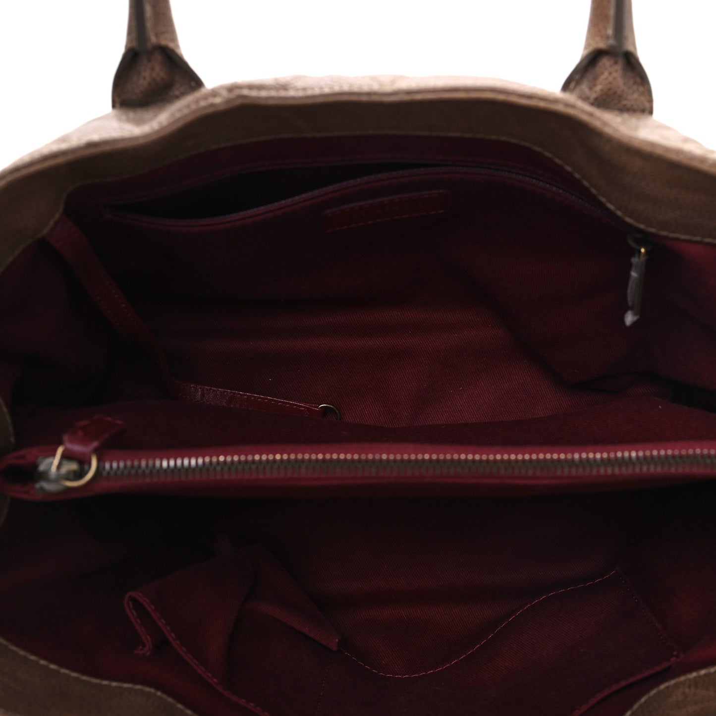 Glazed Caviar Quilted Small Shiva Tote Brown