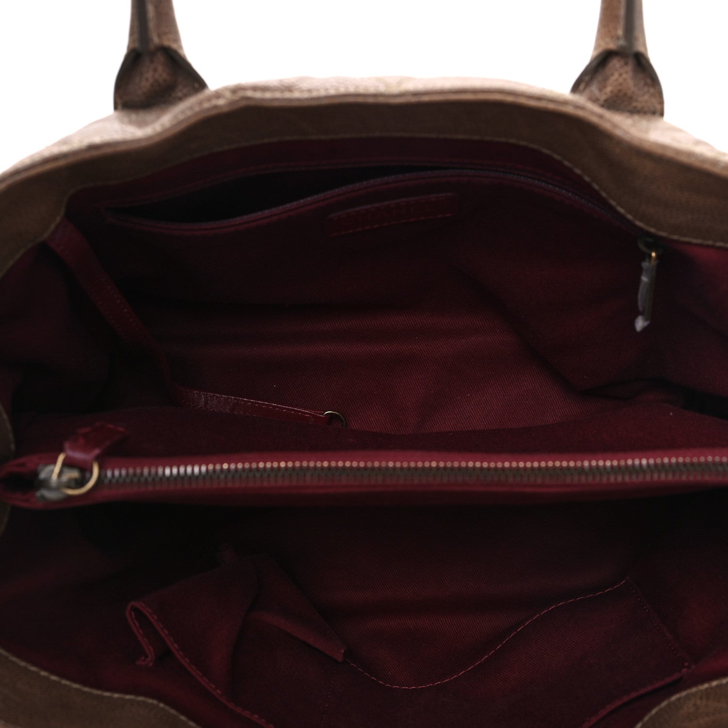 Chanel Glazed Caviar Quilted Small Shiva Tote Brown 5 of 9