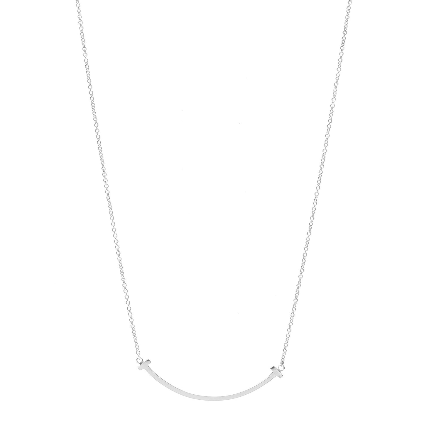 Sterling Silver Small T Smile Pendant Necklace
