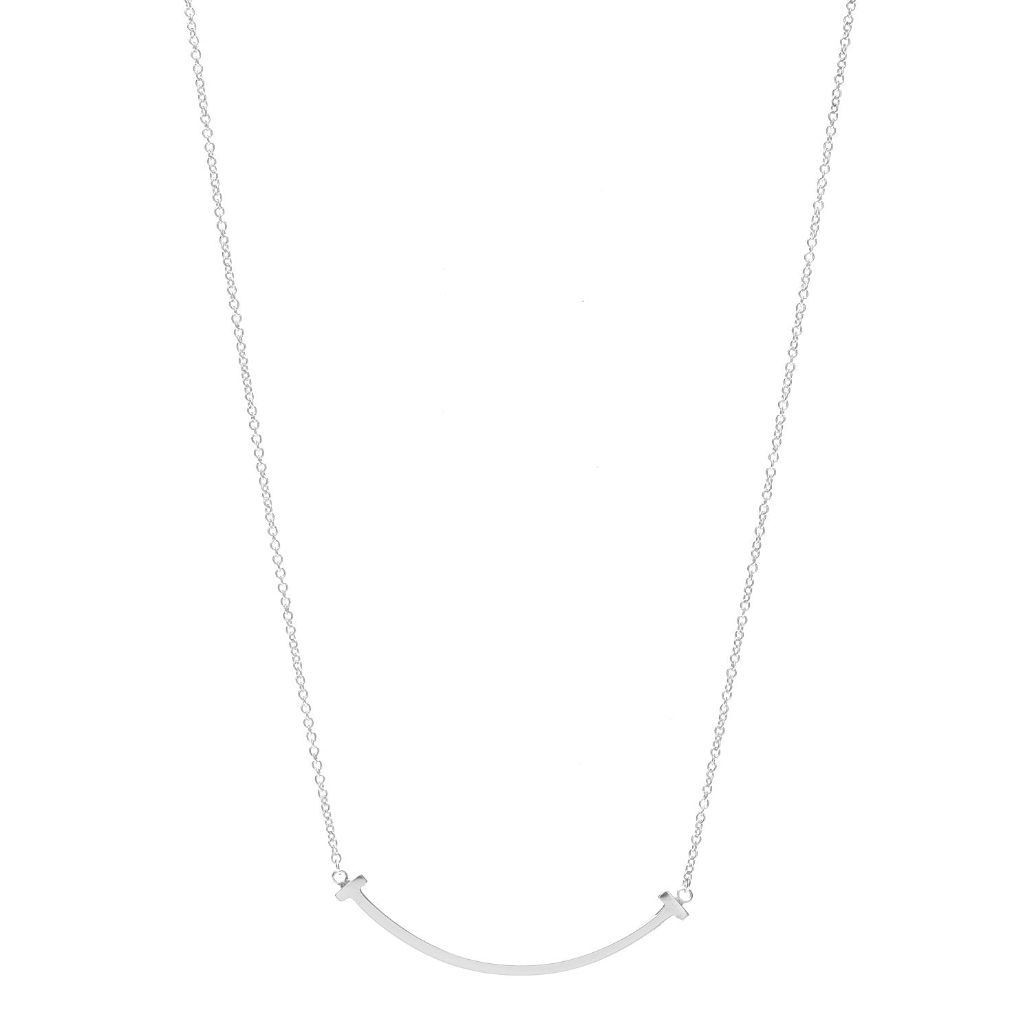 Tiffany Sterling Silver Small T Smile Pendant Necklace 1 of 6