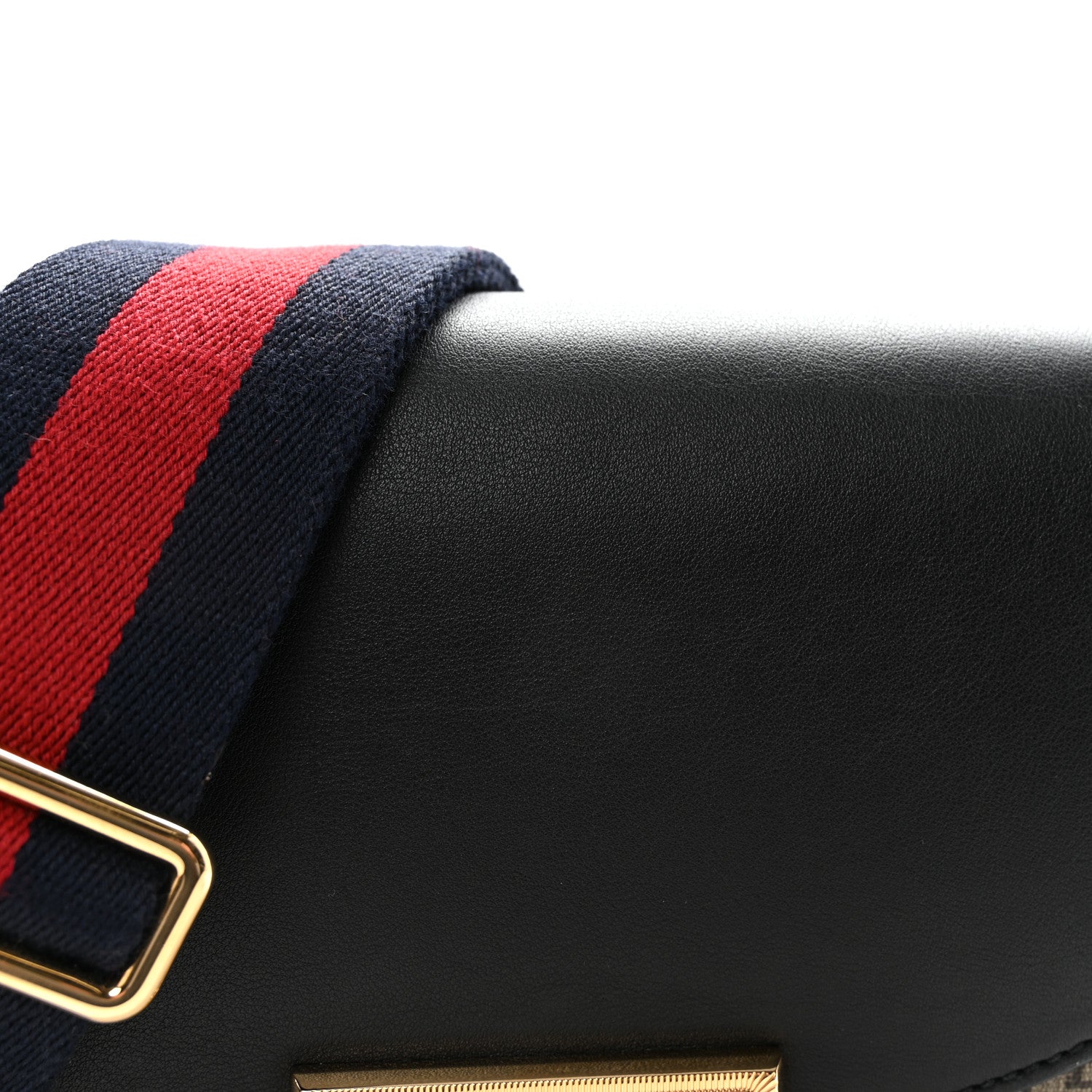 Gucci GG Supreme Monogram Web Medium Padlock Messenger Shoulder Bag Black 8 of 10