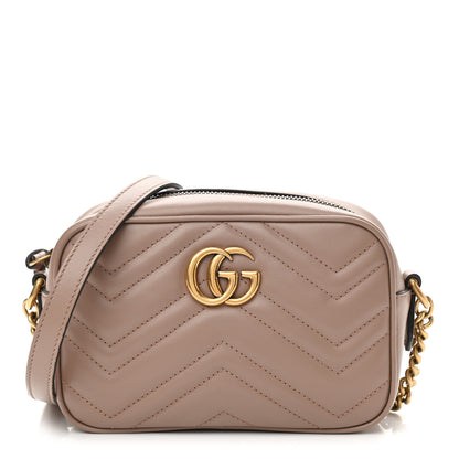Gucci Calfskin Matelasse Mini GG Marmont Chain Shoulder Bag Porcelain Rose 1 of 13
