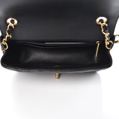 Chanel Lambskin Chevron Quilted Mini Rectangular Flap Black 5 of 8