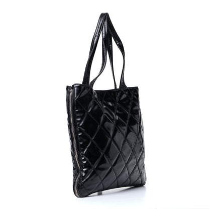 Chanel Patent Quilted Expandable CC Shoping Tote Black 2 of 5