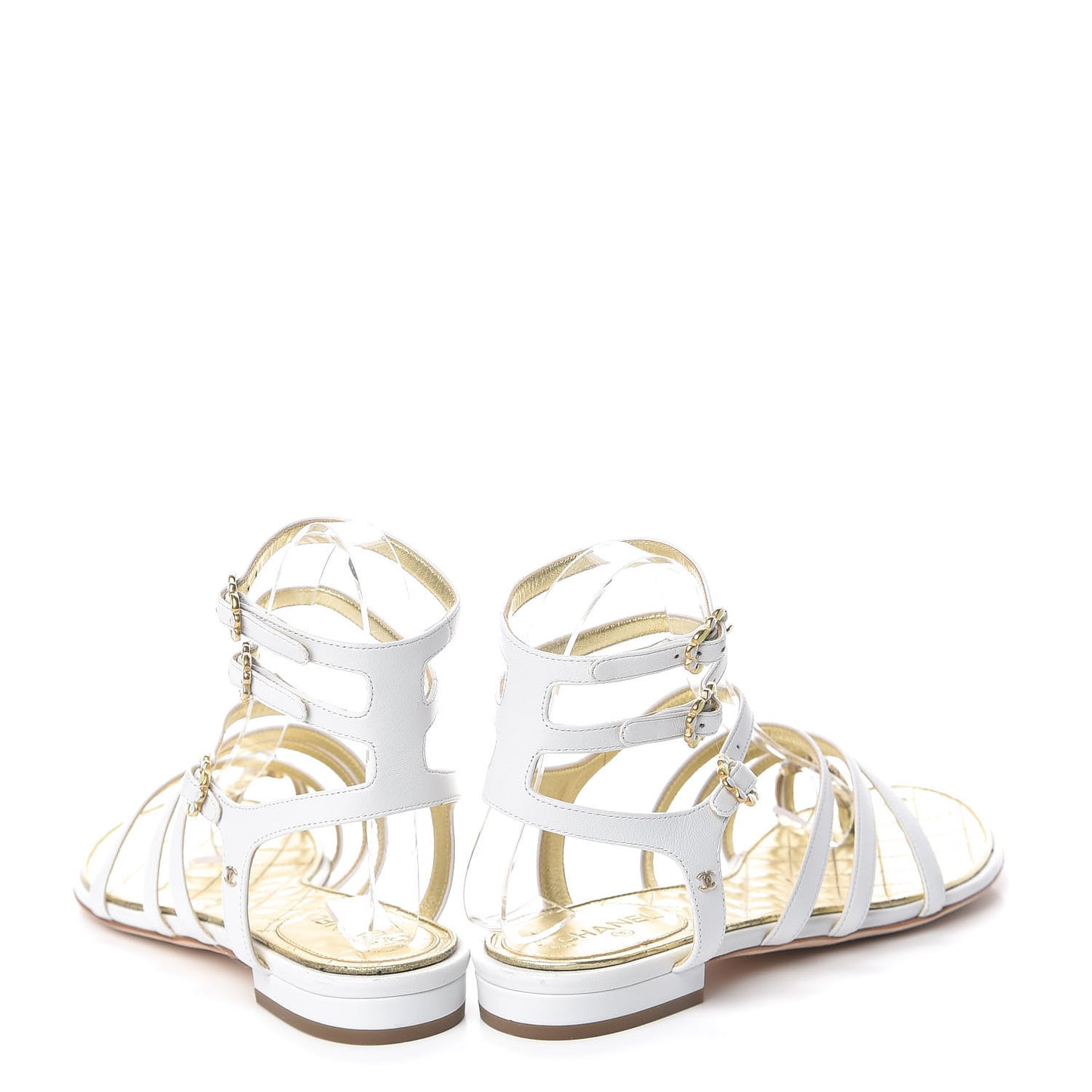 Lambskin Gripoix Flat Sandals 36.5 White