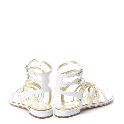 Chanel Lambskin Gripoix Flat Sandals 36.5 White 5 of 13