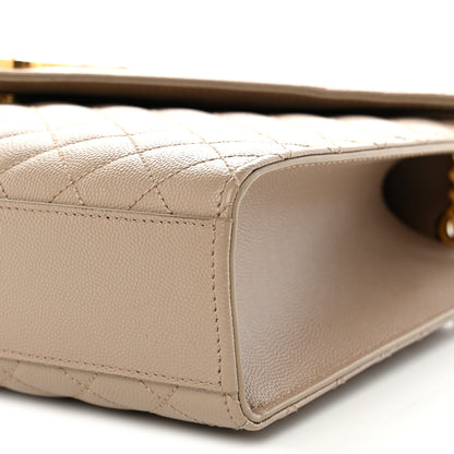Saint Laurent Grain De Poudre Mixed Matelasse Large Triquilt Monogram Satchel Dark Beige 10 of 10