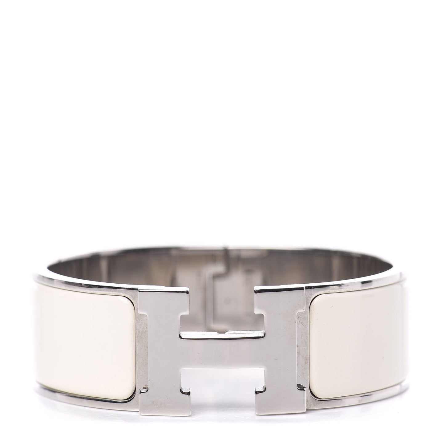 Enamel Wide Clic Clac H Bracelet PM White