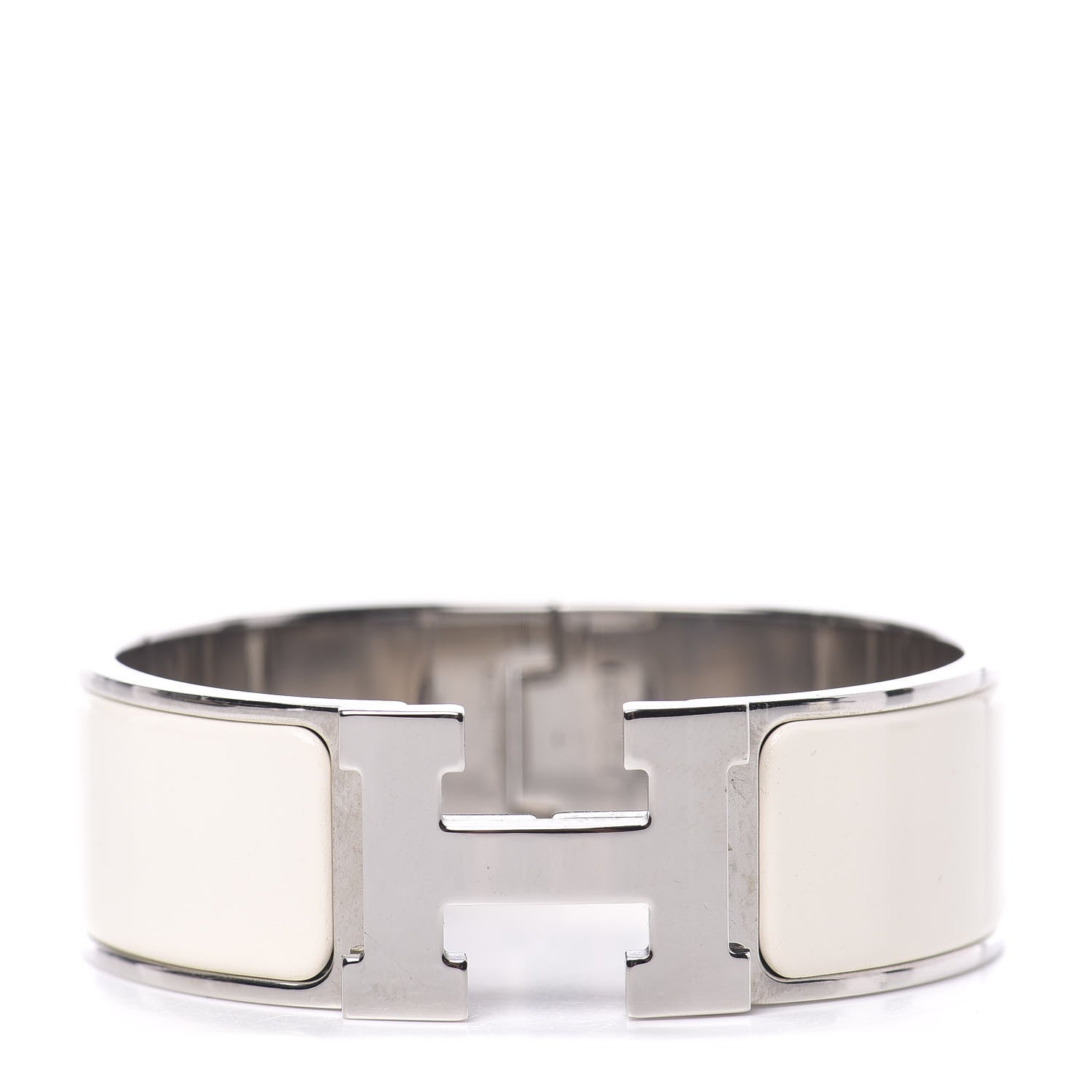 Hermes Enamel Wide Clic Clac H Bracelet PM White 1 of 6