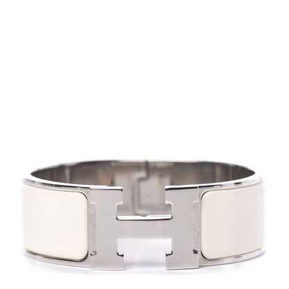 Hermes Enamel Wide Clic Clac H Bracelet PM White 1 of 6