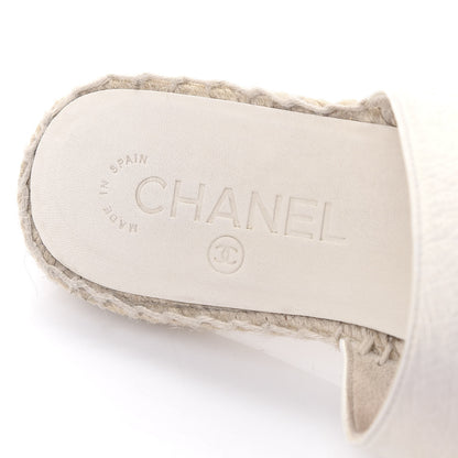 Chanel Iridescent Goatskin CC Espadrille Mules 36 Ivory Black 7 of 9