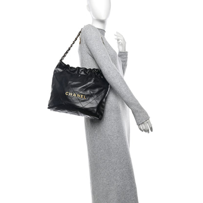 Chanel Shiny Calfskin Quilted Small Chanel 22 Black 2 of 12