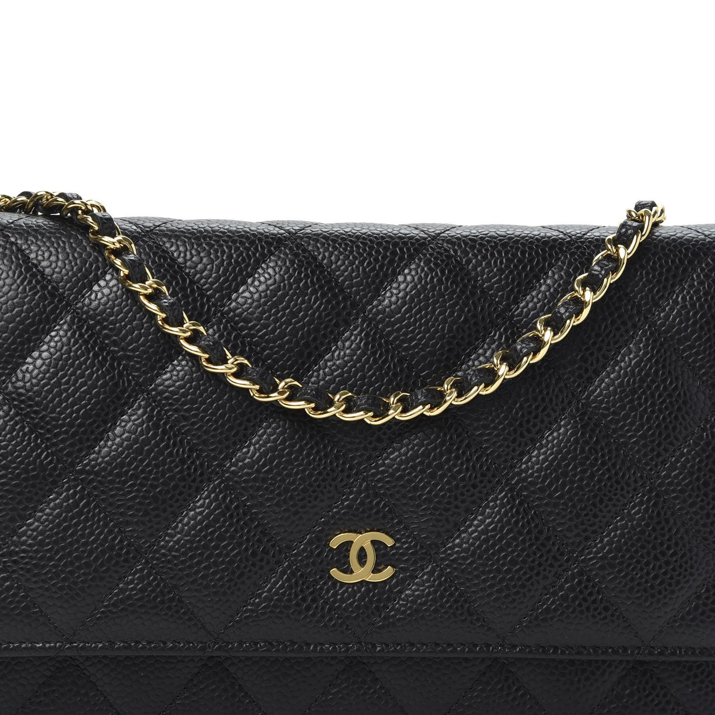 Caviar Quilted Wallet On Chain WOC Black