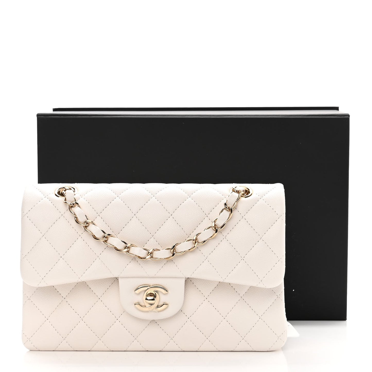 Caviar Quilted Small Double Flap White